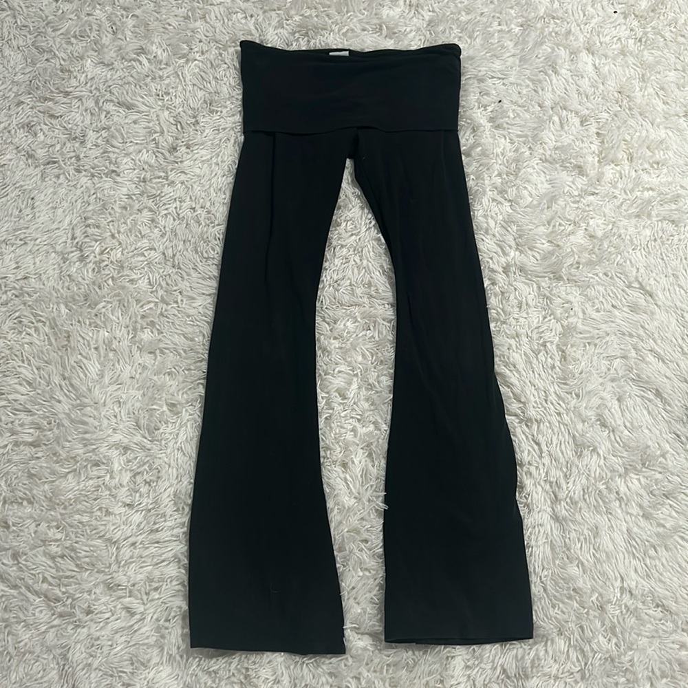 VS Pink Foldover Black Flare Leggings